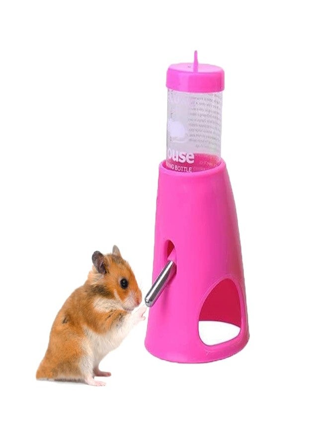 Litewoo 2 in 1 Hamster Water Bottle, Automatic Drinker and Cabin Fits Syrian Dwarf Hamster Mouse Gerbil Mice Chinchilla Small Animal (Pink) - Image 1